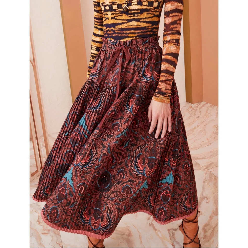 NWOT Ulla Johnson Midi Pleated Cotton Lourdes Floral Skirt